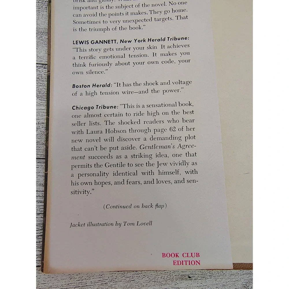 Gentlemans Agreement 1947 Laura Hobson HCDJ Simon Schuster Exposé fiction Social